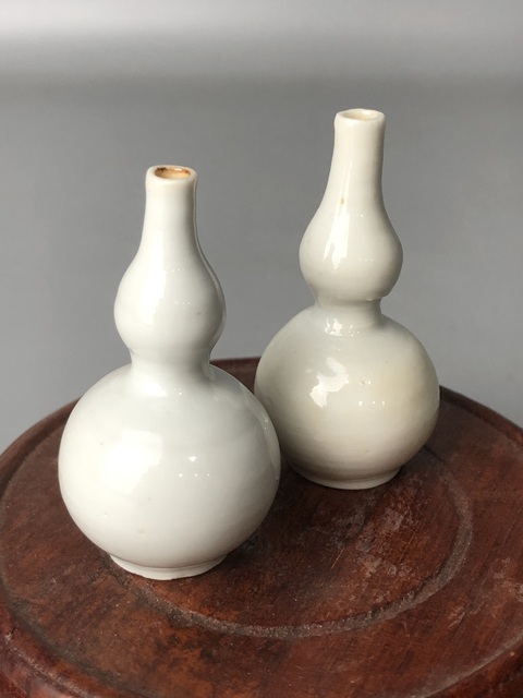古玩陶瓷（精品文房件）清康熙·白釉葫蘆瓶一對拍賣，當前價格0元