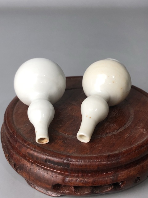 古玩陶瓷（精品文房件）清康熙·白釉葫蘆瓶一對拍賣，當前價格0元