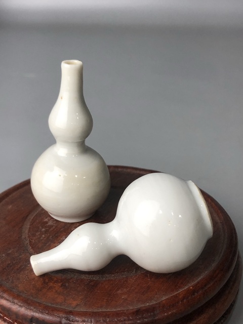 古玩陶瓷（精品文房件）清康熙·白釉葫蘆瓶一對拍賣，當前價格0元