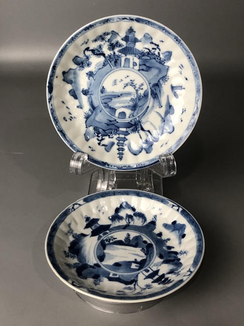 古玩陶瓷(精品賞碟)清康熙·青花模印山水人物碟·一對拍賣,當前價格0元