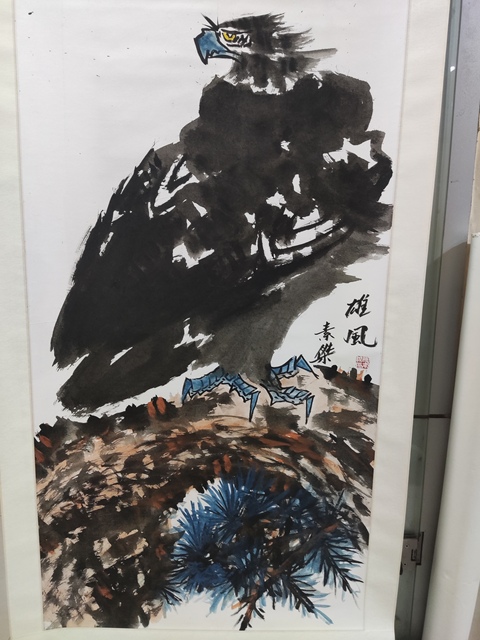 古玩字畫手工精裱 河南名家付素杰雄鷹拍賣，當(dāng)前價格777元