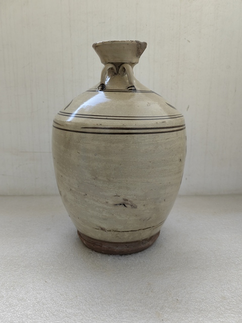 古玩陶瓷磁州窯白地黑花四系瓶拍賣,當前價格750元