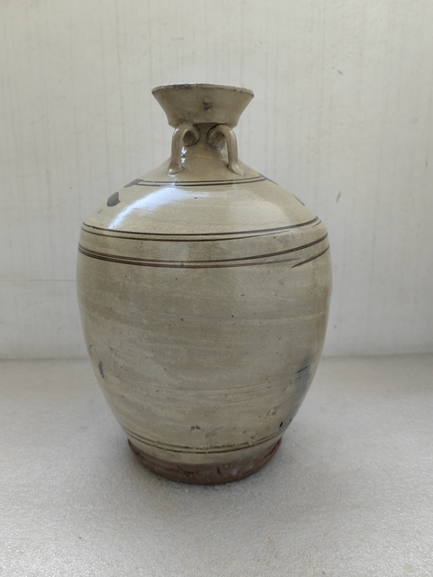 古玩陶瓷磁州窯白地黑花四系瓶拍賣,當前價格750元