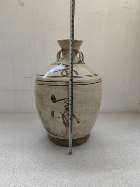 古玩陶瓷磁州窯白地黑花四系瓶拍賣,當前價格750元