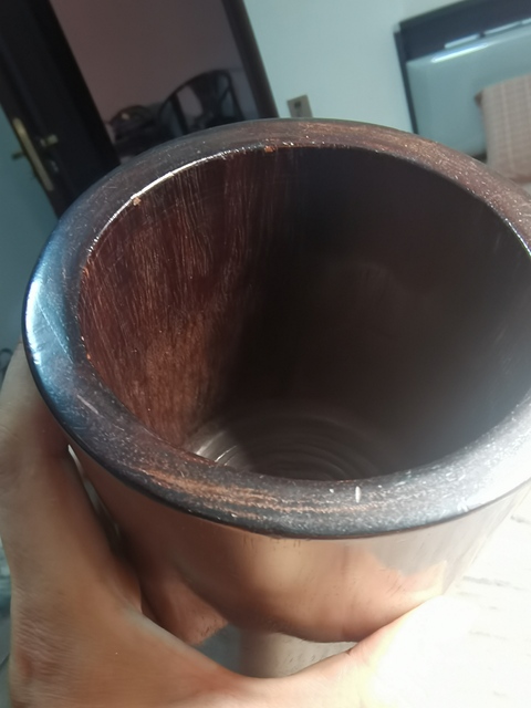 古玩雜項非洲花梨木雕筆筒真品鑒賞圖