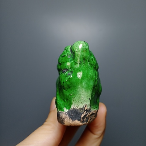 古玩陶瓷清代，綠釉獅紋筆架山拍賣，當前價格880元