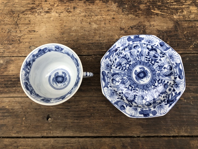 古玩陶瓷民國.青花魚藻紋杯碟拍賣,當前價格1288元