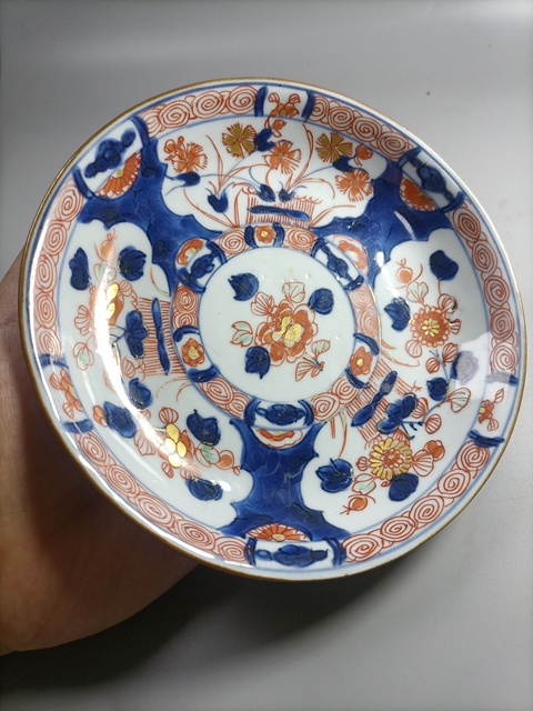 古玩陶瓷康熙青花礬紅花卉紋盤拍賣,當前價格800元