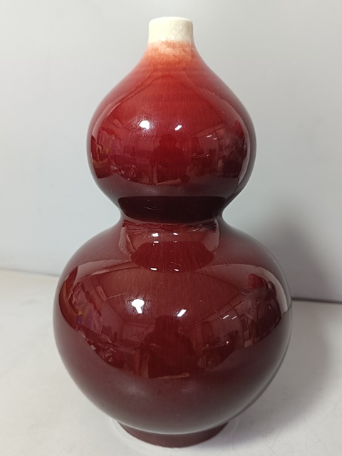 古玩陶瓷創匯時期郎紅釉葫蘆瓶拍賣，當前價格980元