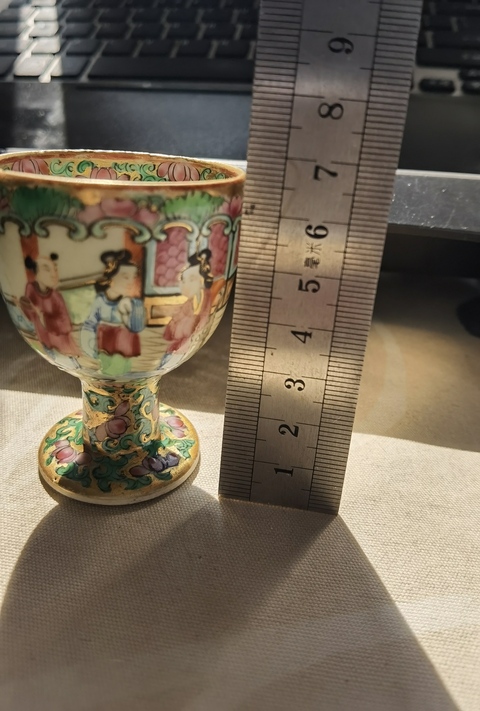 古玩陶瓷晚清廣彩人物故事高足杯拍賣,當前價格800元