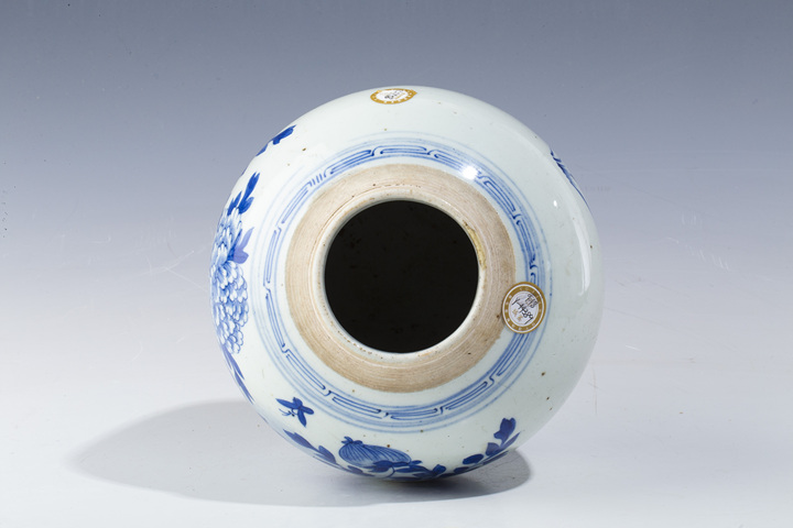 古玩陶瓷清中·青花洞石牡丹紋罐拍賣，當前價格3300元