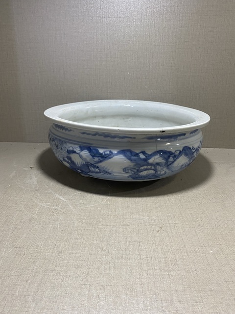 古玩陶瓷青花山水人物紋香爐拍賣，當前價格1680元