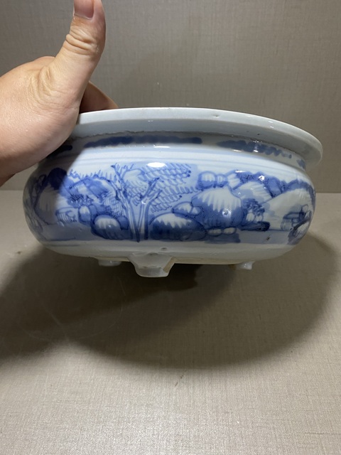 古玩陶瓷青花山水人物紋香爐拍賣，當前價格1680元