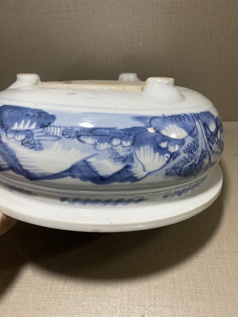 古玩陶瓷青花山水人物紋香爐拍賣，當前價格1680元