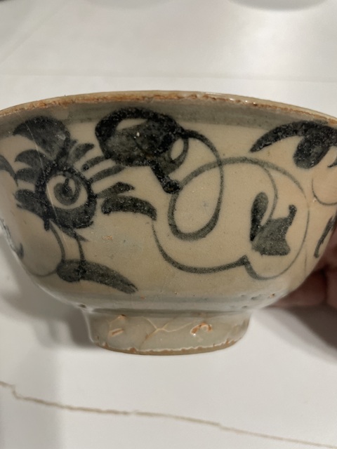 古玩陶瓷青花纏枝花卉紋碗拍賣，當前價格500元