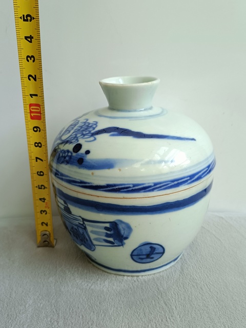 古玩陶瓷青花錦灰堆(八破圖)蓋缸拍賣,當前價格1680元