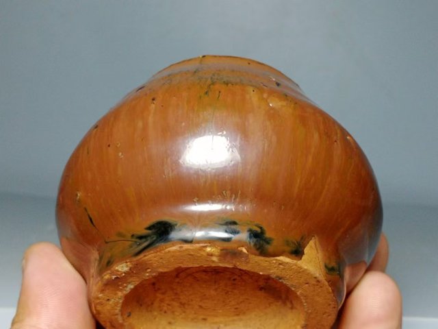 古玩陶瓷明·磁州窯紫金釉雞心杯拍賣，當前價格399元