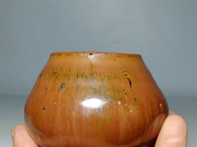 古玩陶瓷明·磁州窯紫金釉雞心杯拍賣，當前價格399元