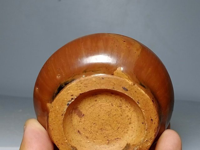 古玩陶瓷明·磁州窯紫金釉雞心杯拍賣，當前價格399元