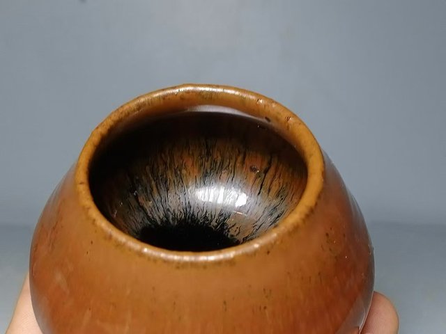 古玩陶瓷明·磁州窯紫金釉雞心杯拍賣，當前價格399元