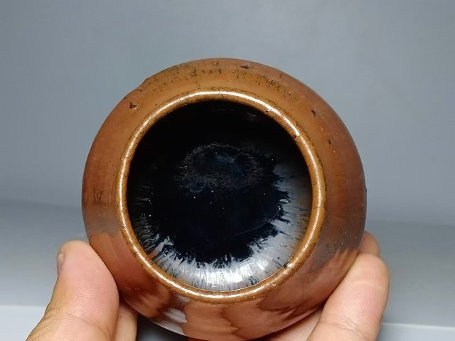 古玩陶瓷明·磁州窯紫金釉雞心杯拍賣，當前價格399元