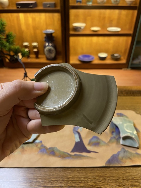 古玩陶瓷唐越窯秘色瓷青瓷標本拍賣，當前價格6000元