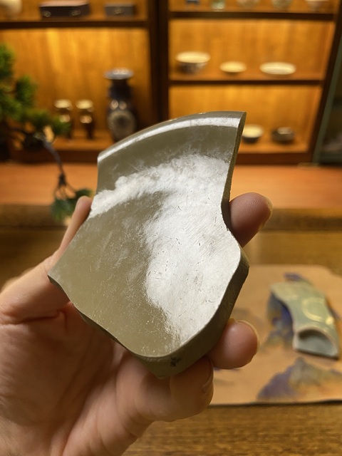 古玩陶瓷唐越窯秘色瓷青瓷標本拍賣，當前價格6000元