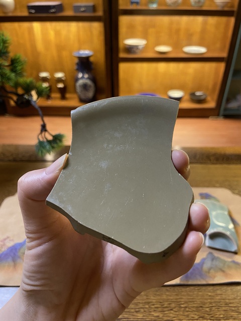 古玩陶瓷唐越窯秘色瓷青瓷標本拍賣，當前價格6000元