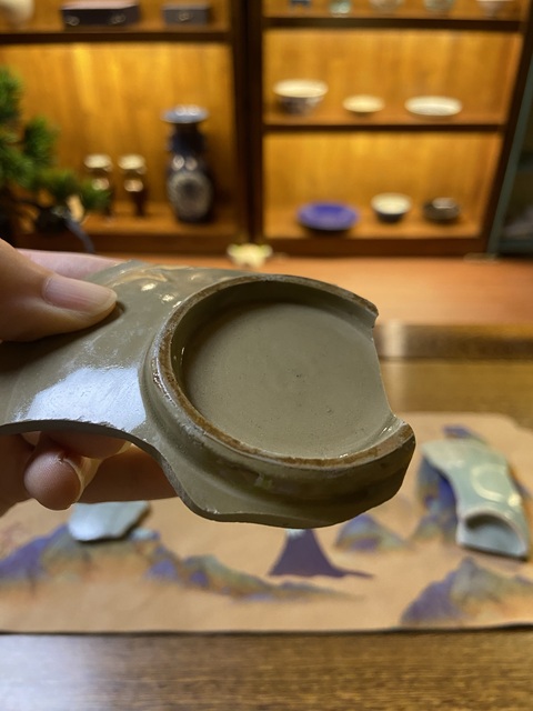 古玩陶瓷唐越窯秘色瓷青瓷標本拍賣，當前價格6000元