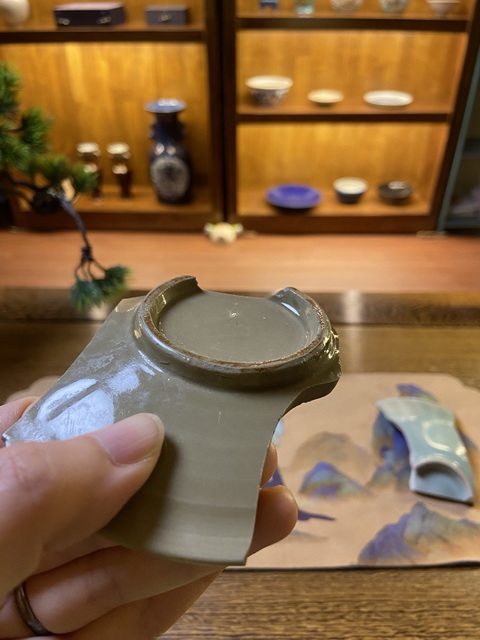 古玩陶瓷唐越窯秘色瓷青瓷標本拍賣，當前價格6000元