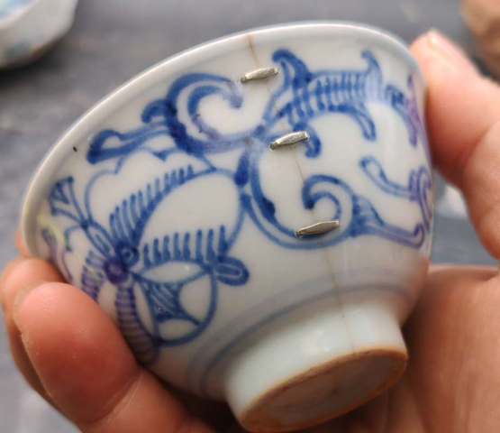 古玩陶瓷花卉紋青花杯拍賣,當前價格444元