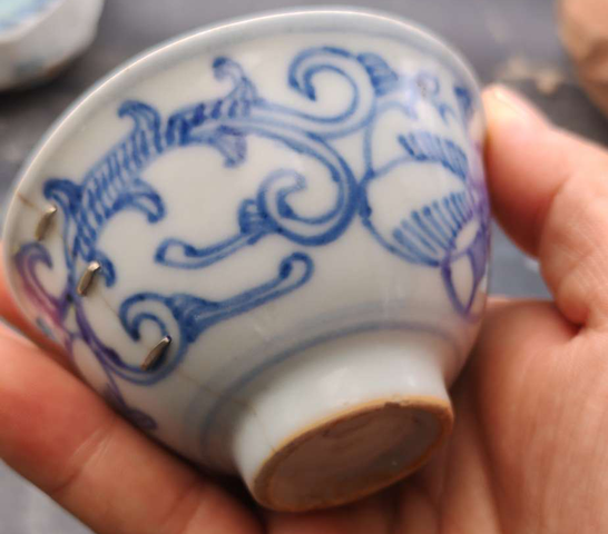 古玩陶瓷花卉紋青花杯拍賣,當前價格444元
