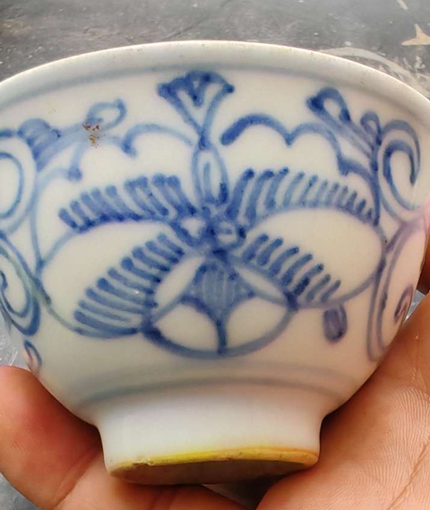 古玩陶瓷花卉紋青花杯拍賣,當前價格444元