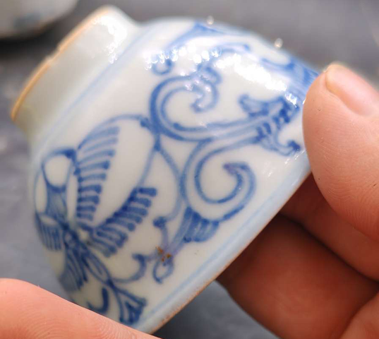 古玩陶瓷花卉紋青花杯拍賣,當前價格444元