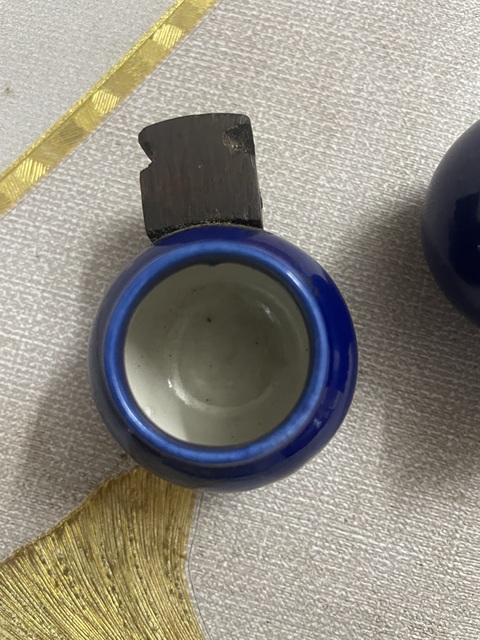 古玩陶瓷藍釉鳥食缸拍賣,當前價格480元