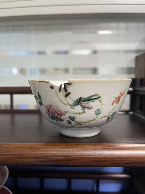 古玩陶瓷晚清同治飛黃騰達粉彩小碗拍賣，當前價格222元