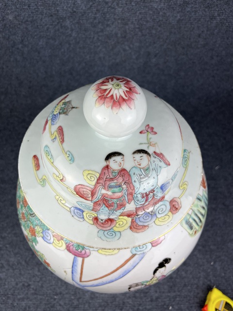 古玩陶瓷粉彩人物故事紋將軍罐拍賣,當前價格7999元