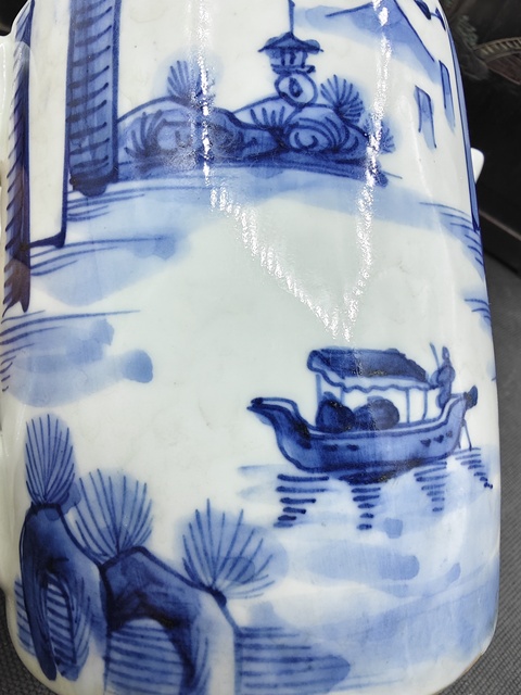 古玩陶瓷青花山水人物紋茶壺拍賣,當前價格580元