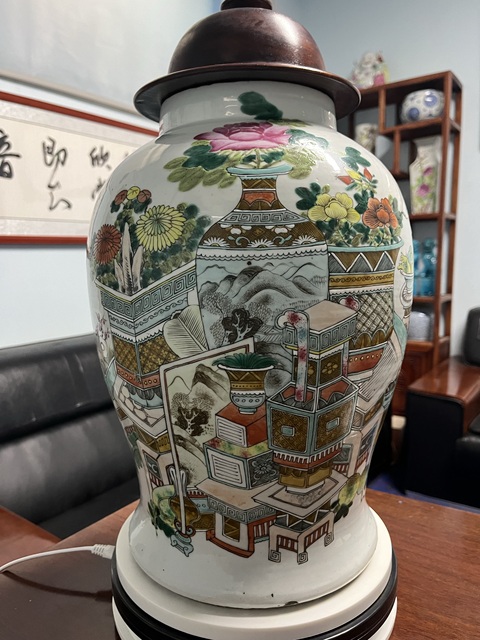 古玩陶瓷粉彩博古圖將軍罐拍賣，當前價格6500元