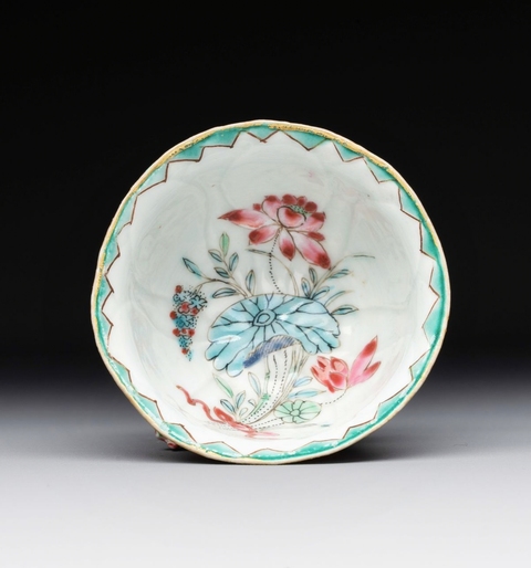 古玩陶瓷【雍乾精品孤品】粉彩蓮花形周敦頤愛蓮圖杯碟拍賣,當前價格88888元