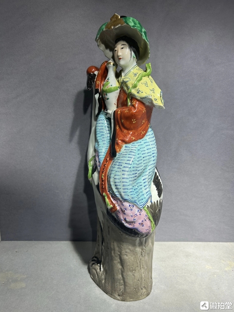 古玩陶瓷粉彩仙鶴麻姑仙女雕像拍賣，當前價格888元