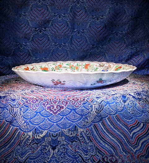 古玩陶瓷【佳士得精品】清康熙五彩描金鳳凰麒麟紋花口盤拍賣,當前價格28600元
