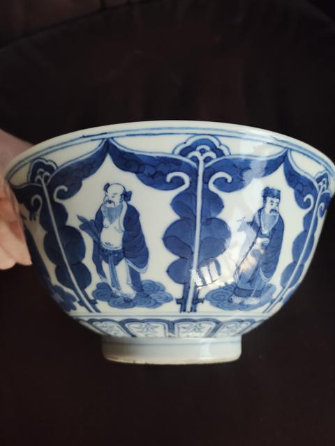 古玩陶瓷【精品】大明萬歷年制款青花八仙人物撇口碗拍賣,當前價格33800元