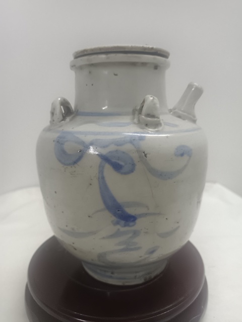 古玩陶瓷清中青花福字紋四系壺拍賣，當前價格500元