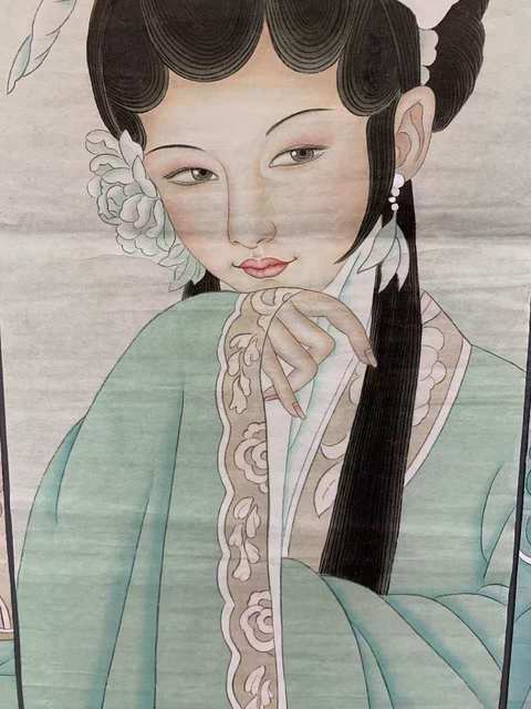 古玩字畫中美協(xié)會員名家曹珊珊 戲裝侍女四屏拍賣,當前價格5888元