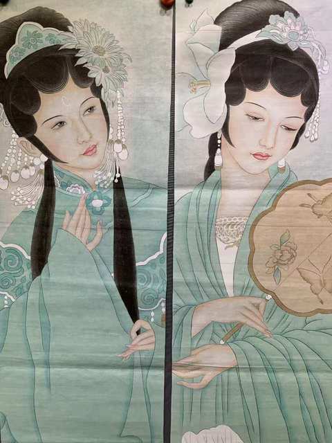 古玩字畫中美協(xié)會員名家曹珊珊 戲裝侍女四屏拍賣,當前價格5888元