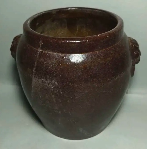 古玩陶瓷清代雙鋪首褐釉罐拍賣,當(dāng)前價(jià)格200元