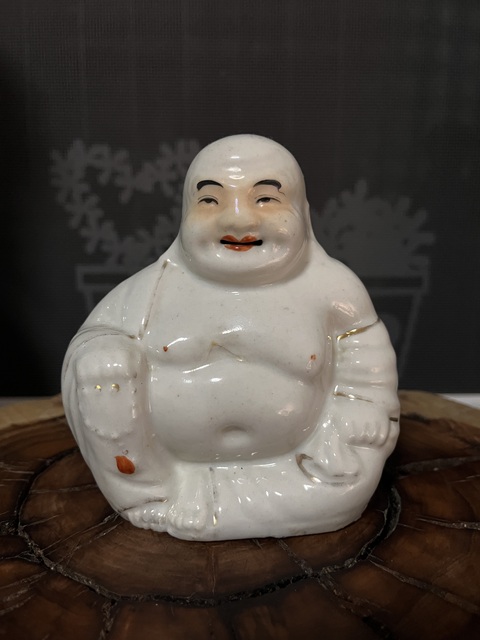 古玩陶瓷白釉彌勒佛坐像拍賣,當前價格850元
