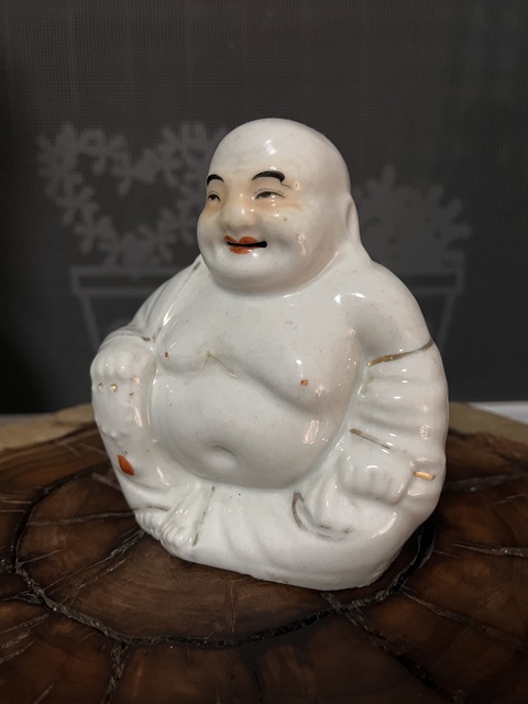 古玩陶瓷白釉彌勒佛坐像拍賣,當前價格850元