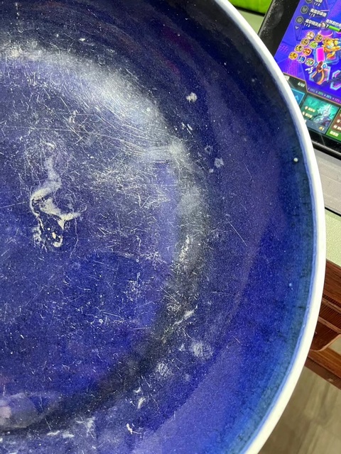 古玩陶瓷霽藍釉大盤真品鑒賞圖